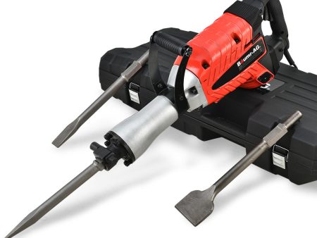 Baumr-AG 2400W Pro-Grade Electric Demolition Jackhammer, with 3 Bonus Chisels, Carry Case For Discount