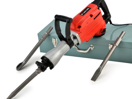 Baumr-AG 2200W Pro-Grade Electric Demolition Jackhammer, with 3 Bonus Chisels, Steel Carry Case Sale