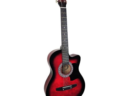 Karrera 38in Pro Cutaway Acoustic Guitar with guitar bag - Red Burst Online Sale