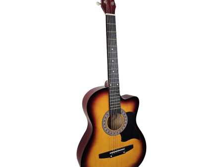 Karrera 38in Pro Cutaway Acoustic Guitar with Bag Strings - Sun Burst For Discount