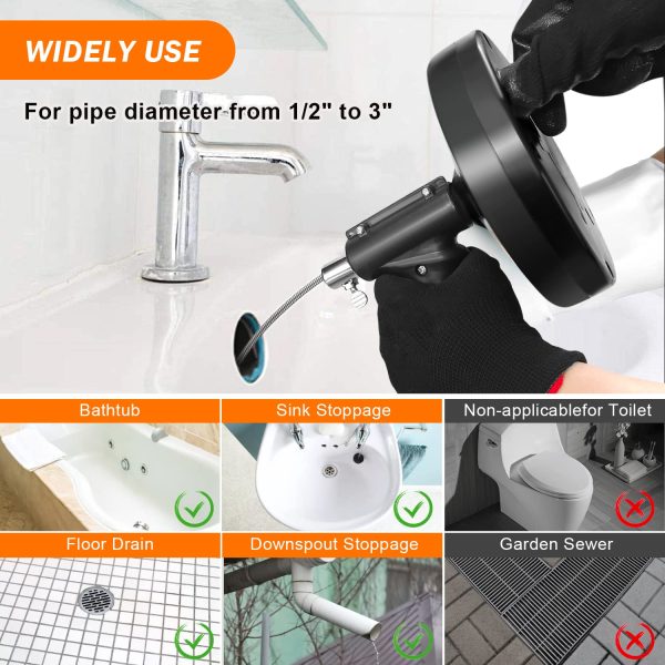 Toilet Drain Auger, 5m Kitchen and Bathroom Plumbing Clean Sinks Sewer Blockages Remover Discount