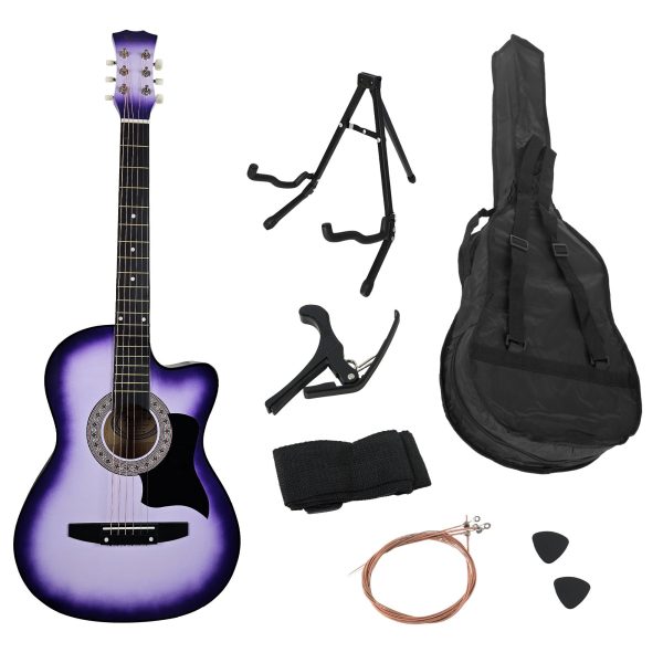 Karrera 38in Pro Cutaway Acoustic Guitar with guitar bag - Purple Burst Online Sale