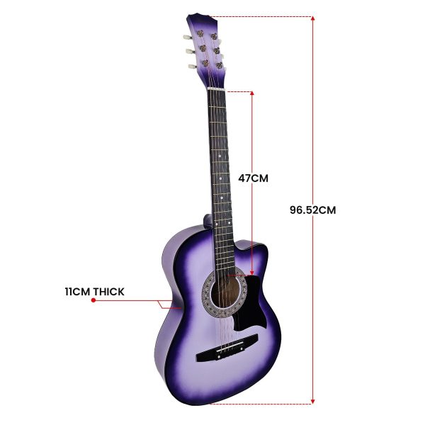 Karrera 38in Pro Cutaway Acoustic Guitar with guitar bag - Purple Burst Online Sale