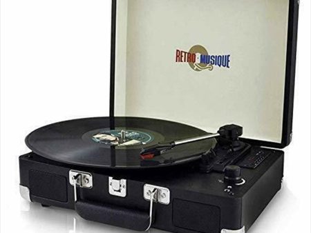 Suitcase Style Turntable Black - Retro Musique For Discount