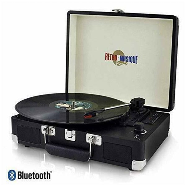 Suitcase Style Turntable Black - Retro Musique For Discount