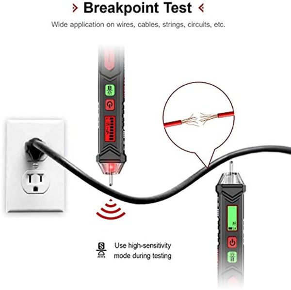 KAIWEETS HT100 Non Contact Voltage Tester AC Electricity Detect Pen 12V-1000V 48V-1000V Dual Range with LCD Display LED Flashlight Buzzer Alarm Wire Breakpoint Finder For Discount