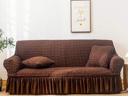 Elastic sofa cover coffee color (235-300cm) For Discount