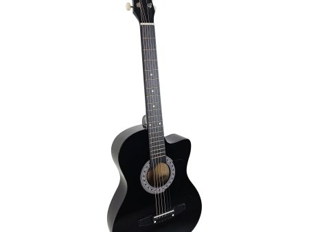 Karrera 38in Pro Cutaway Acoustic Guitar with Carry Bag - Black on Sale