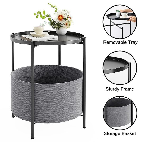 Round Side Table Bedside Storage Basket Cheap