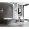 100cm Frameless Glass Bath Screen with Channel and Brass Hinges - Nickel Fashion