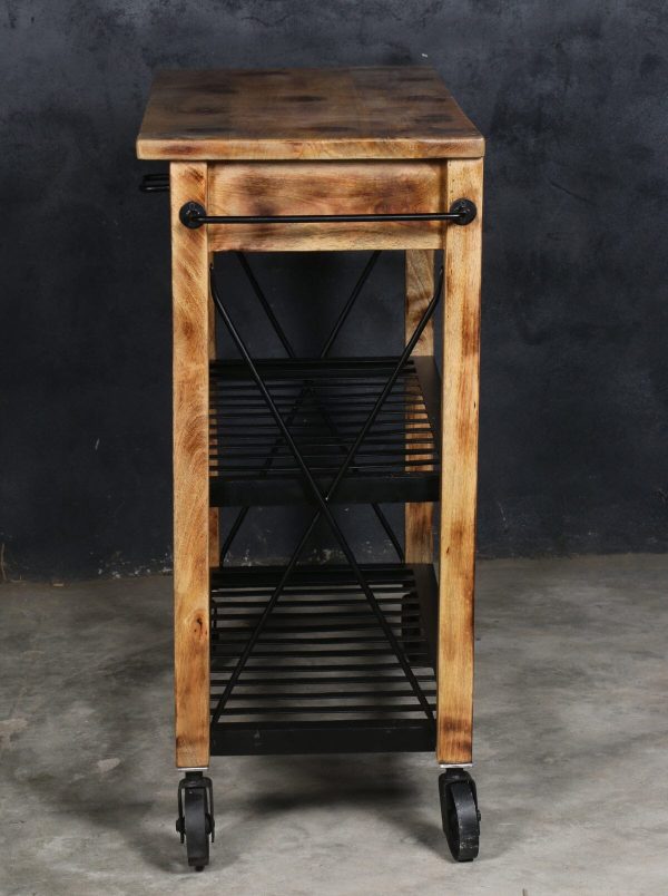 HARDWOOD BUTLERS TROLLEY ON WHEELS DISTRESSED FINISH Online now