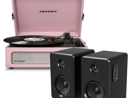 Crosley Voyager Bluetooth Portable Turntable - Amethyst + Bundled Majority D40 Bluetooth Speakers - Black Online