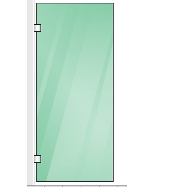 120x80cm Corner Frameless Shower Screen with White Brackets and SS Hinges, Square Double Pull Handle For Sale