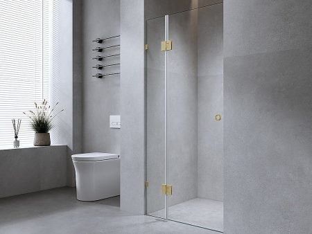 90cm Wall to Wall Frameless Shower Screen with Chrome Brackets and SS Hinges, Round Handle Discount