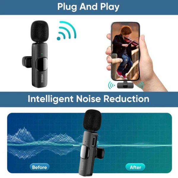 Hridz K9 Wireless Rechargeable 2 in 1 Type-C Microphone For Podcast Recording Interview Online