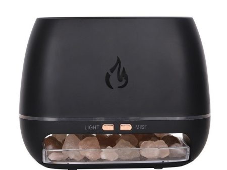 Black Himalayan Salt Flame Aroma Diffuser - 250ml Ultrasonic Humidifier with 7-Color LED Light for Relaxation and Decor Sale