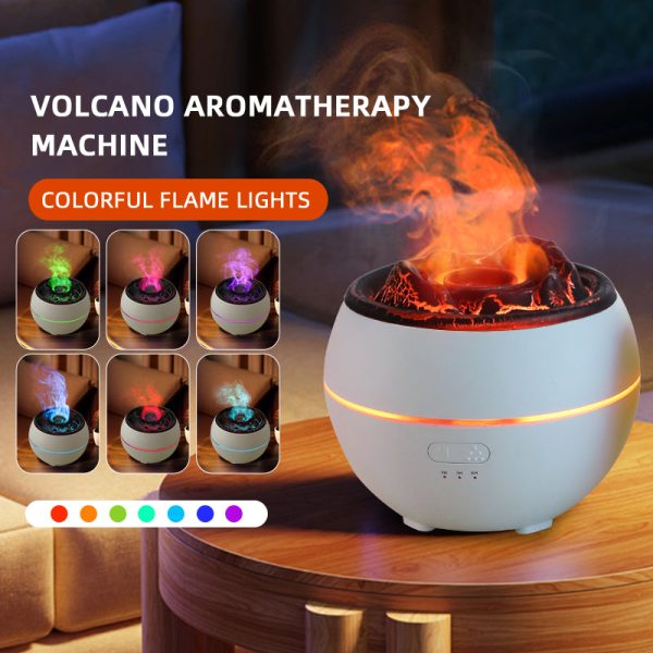 Volcanic Flame Aroma Diffuser (Black Crack Style)- 360ml Ultrasonic Humidifier with 7-Color LED Light and Adjustable Mist for Home and Office Hot on Sale