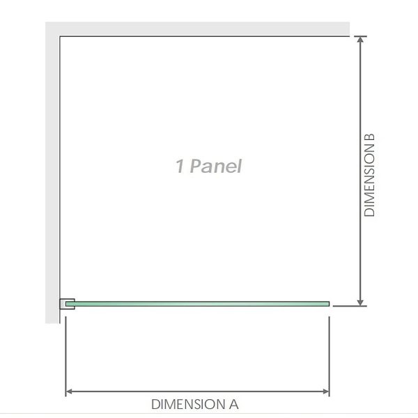 90x200cm Single Shower Glass Screen with Chrome Wall Channel & Round Pole For Cheap