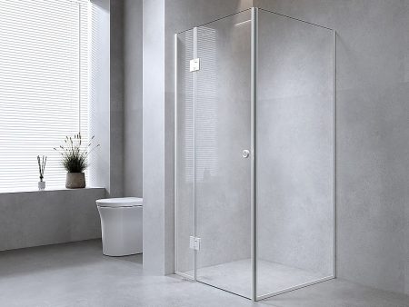 120x90cm Corner Frameless Shower Screen with Chrome Channel and SS Hinges, Round Handle Discount