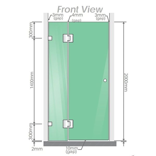 90x100cm Double Door Corner Shower Screen with Black Brackets and SS Hinges, Square knob Handle Cheap