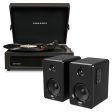 Crosley Voyager Bluetooth Portable Turntable - Black + Bundled Majority D40 Bluetooth Speakers - Black For Sale