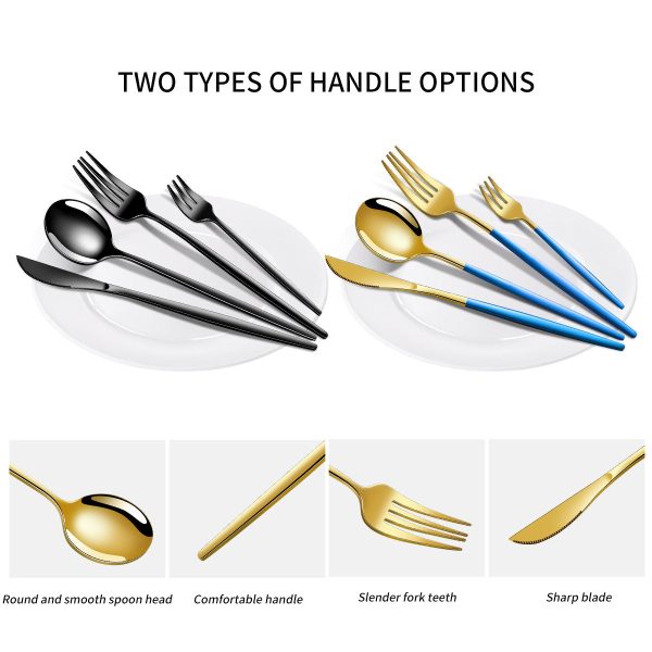 Blue And Gold Patchwork Colours 410 Stainless Steel 16-Piece Flatware Set - Elegant Dinnerware with Knife, Fork, Spoon for 4 People on Sale