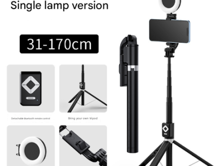 Single Light 3-in-1 Bluetooth Selfie Stick with Tripod and Remote Control - Adjustable for Smartphones For Sale