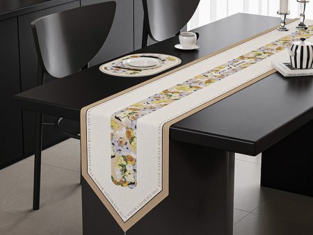 Yellow Flower Elegant Green Botanical Table Runner with Tassels - 30x180cm For Cheap