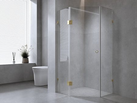 90cm Frameless Diamond Shower Screen with Chrome Brackets and SS Hinges, Round Handle Sale