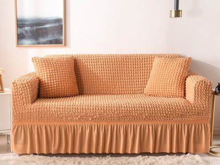 Elastic sofa cover orange (235-300cm) on Sale