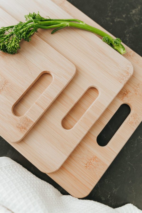 6pcs Bamboo Wood Chopping Board 3-Set Cheese Cutting & Serving Light Wood Tone Online now