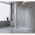 90cm Reeded Single Shower Glass Screen with Black Wall F-Brackets For Sale