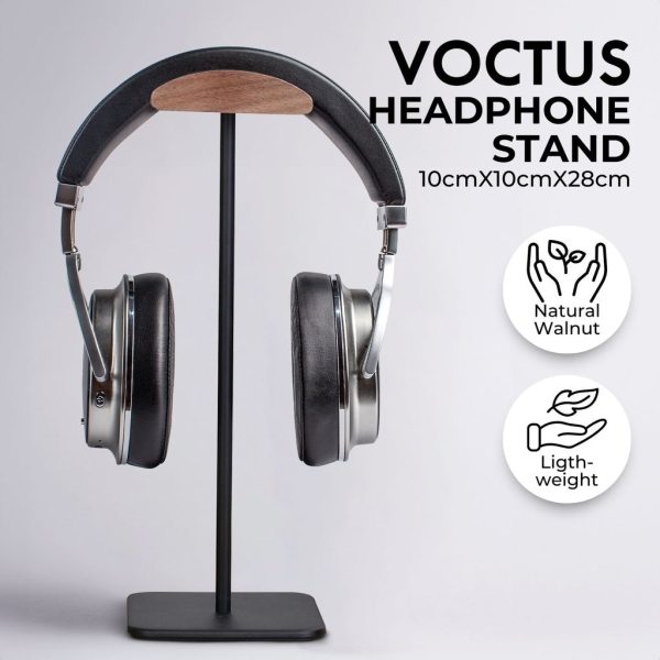 VOCTUS Walnut Wood & Aluminum Headset Stand (Black) Online Hot Sale