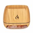 Wood Grain Color Himalayan Salt Flame Aroma Diffuser - 250ml Ultrasonic Humidifier with 7-Color LED Light for Relaxation and Decor Online now