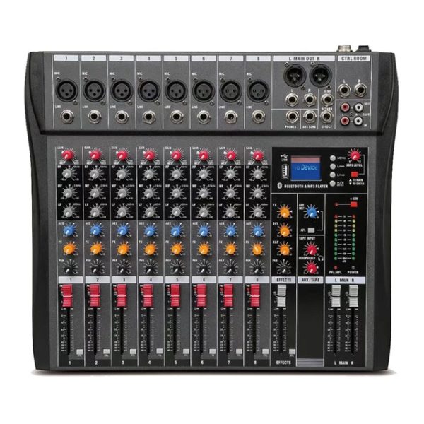 Hridz CT-80S Professional Audio Mixer – 8 Channels Bluetooth USB Mixer with Effects, 48V Phantom Power, and Built-in Sound Card, 8 Channels Audio Sound Mixer Mixing DJ Console USB with 48V Phantom Power For Discount