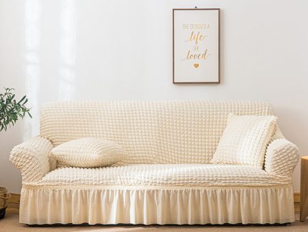 Elastic sofa cover wax white (305-360cm) Online now