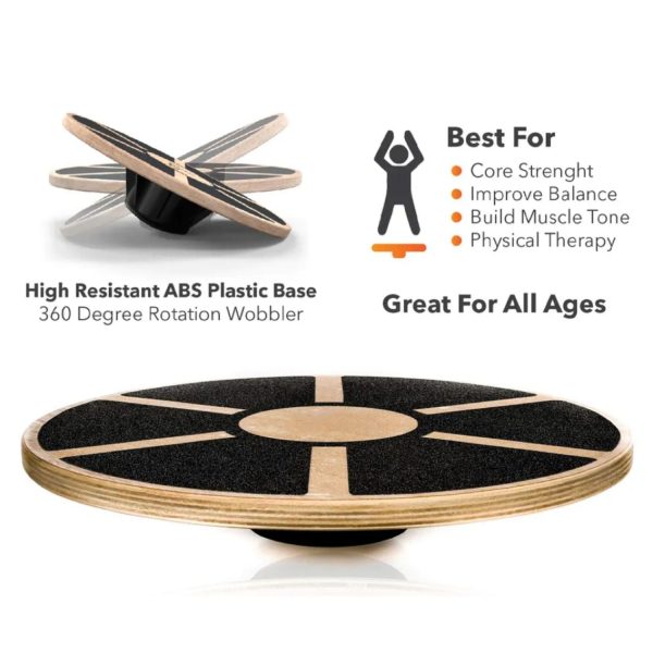 Verpeak Wooden Wobble Board with Non-Slip Pads (Black with Wood) Discount