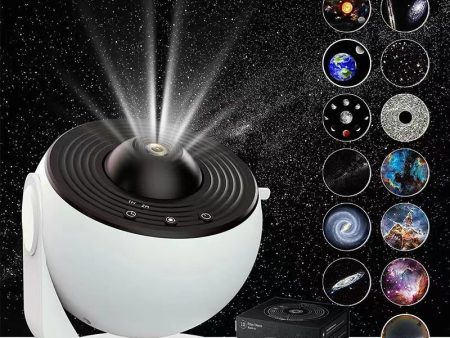 High-Definition Focusable Starry Galaxy Projector Lamp - Creative Bedroom Mood Light with 13 Film Slides (Black & White) Sale