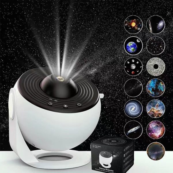 High-Definition Focusable Starry Galaxy Projector Lamp - Creative Bedroom Mood Light with 13 Film Slides (Black & White) Sale