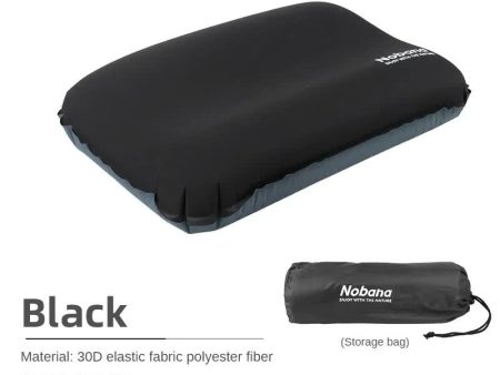 Black Automatic Inflatable 3D Outdoor Sponge Pillow - Portable Camping Travel Neck Cushion, Comfortable Air Mattress for Tent, Versatile Nap Pillow Hot on Sale