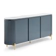 Buffet MDF Glossy Surface Ceramic Top Dark Blue Storage Cabinet Online