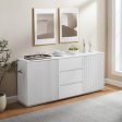 Buffet Ceramic Table Top MDF Cabinet Storage Stainless Steel In White Hot on Sale