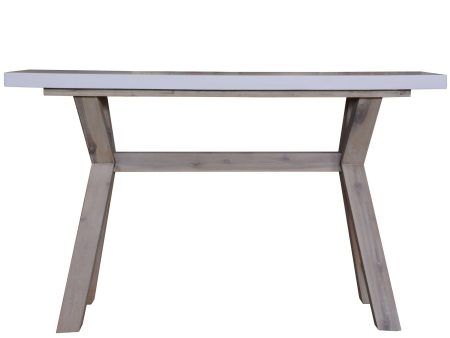 Stony 130cm Hall Entrance Console Table with Concrete Top - White Supply