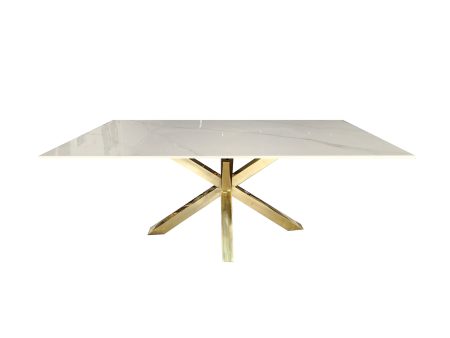 Miles Gold With White Marble Dining Table - 90cm x 180cm Online now