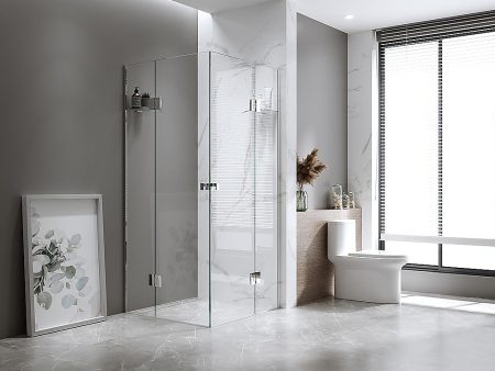 100x100cm Double Door Corner Shower Screen with Channels and SS Hinges - Chrome Fashion