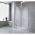 100x90cm Corner Frameless Shower Screen with Chrome Brackets and SS Hinges, Round Handle Supply