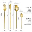 White And Gold Patchwork Colours 410 Stainless Steel 16-Piece Flatware Set - Elegant Dinnerware with Knife, Fork, Spoon for 4 People on Sale