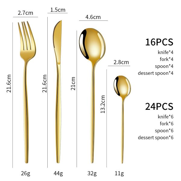 White And Gold Patchwork Colours 410 Stainless Steel 16-Piece Flatware Set - Elegant Dinnerware with Knife, Fork, Spoon for 4 People on Sale