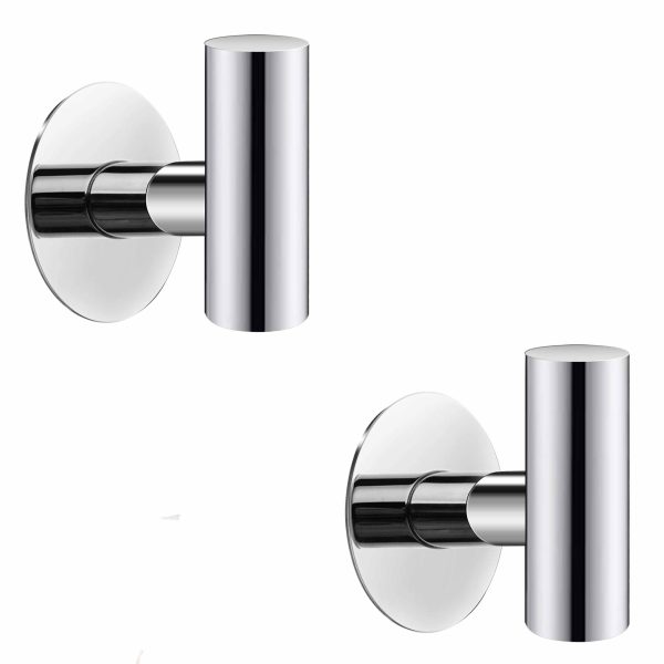 2 Pcs Wall Mount Self Adhesive Bathroom Towel Hooks Holder Cloth Hanger Hook Door Hanger Poliched Chrome Hot on Sale