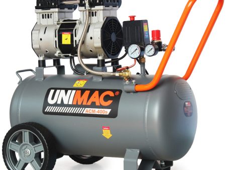 UNIMAC 40L 2.0HP Silent Oil-Free Electric Air Compressor, Portable, Twin Nitto Outlets Online now